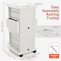 TASALON Salon Trolley Cart with Lock, 6 Lockable Trays, White — image 5