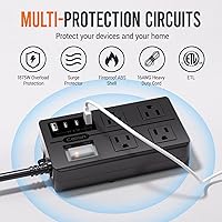 VNJ Outdoor Power Strip with 4AC Outlets + 4USB Ports, 15FT Extension Cord — image 5