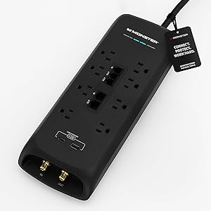 Monster Power Surge Protector 4,050 Joules 8 Outlets with USB-A & USB-C