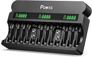 POWXS Rechargeable AA AAA 9V Battery Charger
