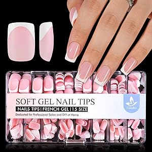 Vansiho French Gel Nail Tips 600Pcs Short Square-03 French Review