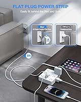HUNIAN Power Strip with USB Ports, 12 Outlets, 6 USB Chargers, 5Ft Extension Cord — image 3