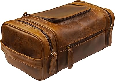 ELIZO Genuine Leather Toiletry Bag for Men