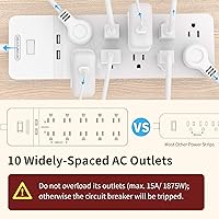 NTONPOWER 25 Ft Extension Cord with 10 AC Outlets & 2 USB Ports — image 8
