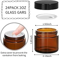 KEYWING 2 oz Amber Glass Jars with Black Lids, 24 Pack — image 2