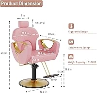 LOUVIXA Barber Chair Modern Pink — image 3