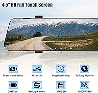 AMprime Mirror Dash Cam with 1080P Front and Rear Cameras — image 2