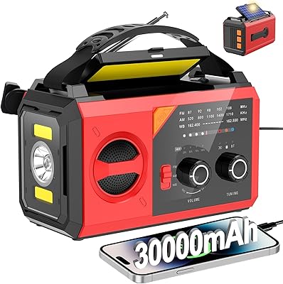 GIDEZH 30000mAh Hand Crank Emergency Radio