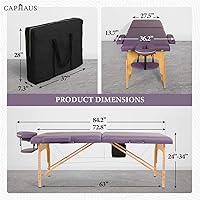 CAPHAUS 84 Inch Memory Foam Massage Table, Purple — image 2