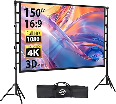LEORFI 150″ Portable Projector Screen with Stand