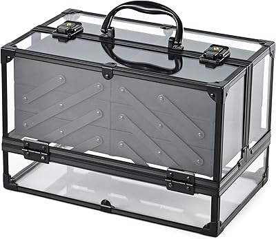 FRENESSA Portable Makeup Case with 6 Trays - Transparent Acrylic Organizer