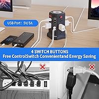 PASSUS Surge Protector Power Strip Tower with 5 USB Ports — image 5