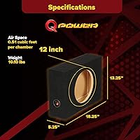 Q Power Shallow Single 12-Inch Sealed MDF Truck Subwoofer Enclosure Box — image 3