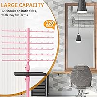 DUHARS 120-Peg Braiding Hair Rack with Tray and Adjustable Stand, Pink — image 3