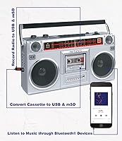 Riptunes RACR510BT Retro Bluetooth Boombox Cassette Player — image 4