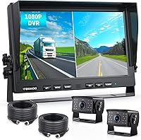 Fookoo Ⅱ HD Wired Backup Camera System Kit, 10-inch Dual Split Screen Monitor — image 1