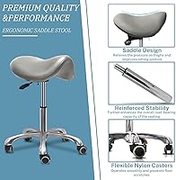 LIMKOMES Saddle Stool with Wheels, Grey — image 4