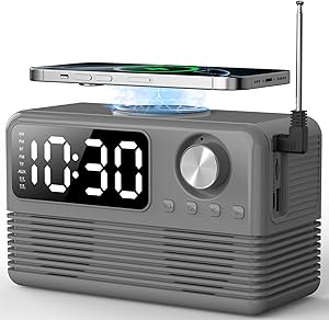 FlyShow 15W Fast Wireless Charger with Bluetooth Speaker and Alarm Clock