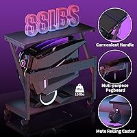 Pholiten Computer Tower Cart, Adjustable Height, 2-Tier, Black — image 4