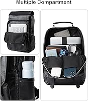 MOYYI Leather Backpack 15.6 Inch Laptop Black — image 3