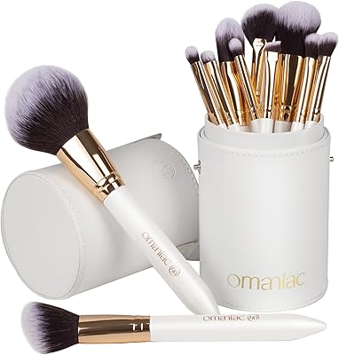 OMANIAC Makeup Brush Set, 12-Piece White with Pearl Handles