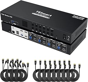 TESmart HKS403-P23 4-Port Triple Monitor HDMI KVM Switch