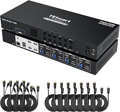 TESmart HKS403-P23 4-Port Triple Monitor HDMI KVM Switch