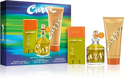 Curve for Men Fragrance Gift Set, 2.5oz Cologne, 3.4oz Aftershave & 1.7oz Deodorant