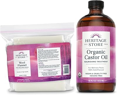 HERITAGE STORE Organic Castor Oil Pack Wrap Kit