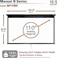 Elite Screens M110H 110-inch Manual Pull Down Projector Screen — image 8
