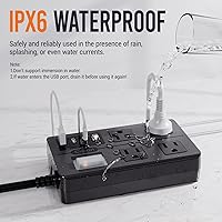 VNJ Outdoor Power Strip with 4AC Outlets + 4USB Ports, 15FT Extension Cord — image 3