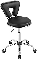 Yaheetech Rolling Swivel Salon Stool with Backrest, Black — image 1