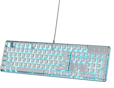 Owpkeenthy White Typewriter Gaming Keyboard