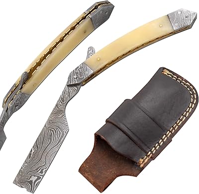 Old Ram Damascus Steel Straight Razor