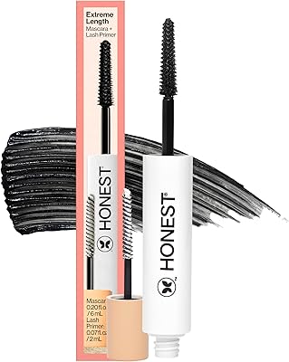 Honest Beauty 2-in-1 Extreme Length Clean Mascara + Lash Primer, Black, 0.27 fl oz