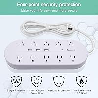 Richtmall 2 Prong Power Strip with USB Ports and Surge Protection — image 3