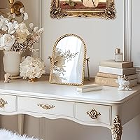 GIFTTROVE Vintage Desk Makeup Mirror, 11.8″L x 7.9″W, Antique Gold — image 6