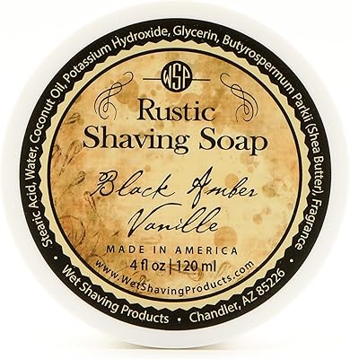WSP Luxury Rustic Shaving Soap Black Amber Vanilla 4.4oz