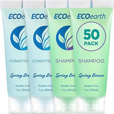 EcoEarth Travel Shampoo and Conditioner Set, 1oz, 100-Pack, Spring Breeze