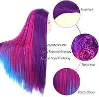 Amyqueen Mannequin Head with Hair, 29″ Cosmetology Training Doll Head (Purple) — image 3
