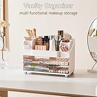 UFORU Makeup Organizer for Vanity with 2 Large Drawers, White — image 2