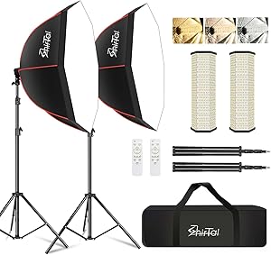 SHIRTAL 37″ Octangle Softbox Photography Lighting Kit Review