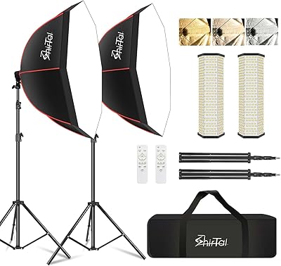 SHIRTAL 37″ Octagon Softbox Lighting Kit
