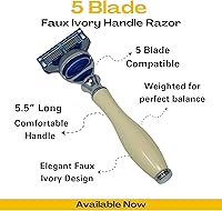 G.B.S 5 Blade Faux Fusion Compatible Razor with Chrome, Ivory — image 2