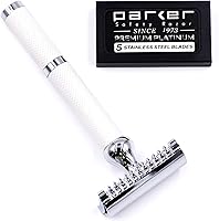 Parker Open Comb Double Edge Safety Razor – Bright White — image 3