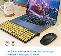 HXMJ Wireless Large Print Keyboard and Mouse Set E68 Yellow — image 7