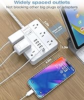 AOFO Flat Plug Power Strip with 12 AC Outlets and 6 USB Ports — image 3
