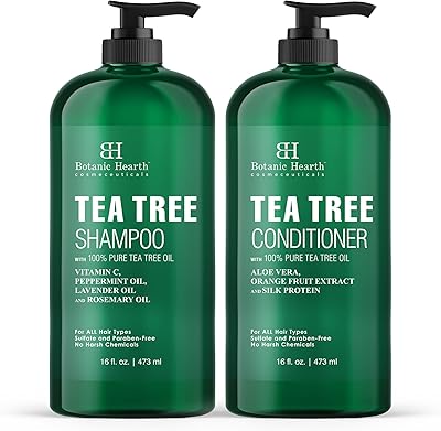 Botanic Hearth Tea Tree Shampoo and Conditioner Set, 16 Fl Oz Each