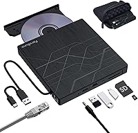 PeroBuno External CD DVD Drive with Ethernet Adapter and USB Hub — image 1
