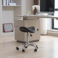 FIRAVOE Swivel Saddle Stool with Wheels (18″-26″, Black) — image 3